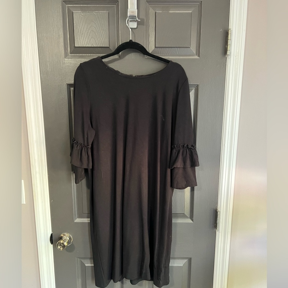 Eloquii Black Dress with Ruffle Sleeve